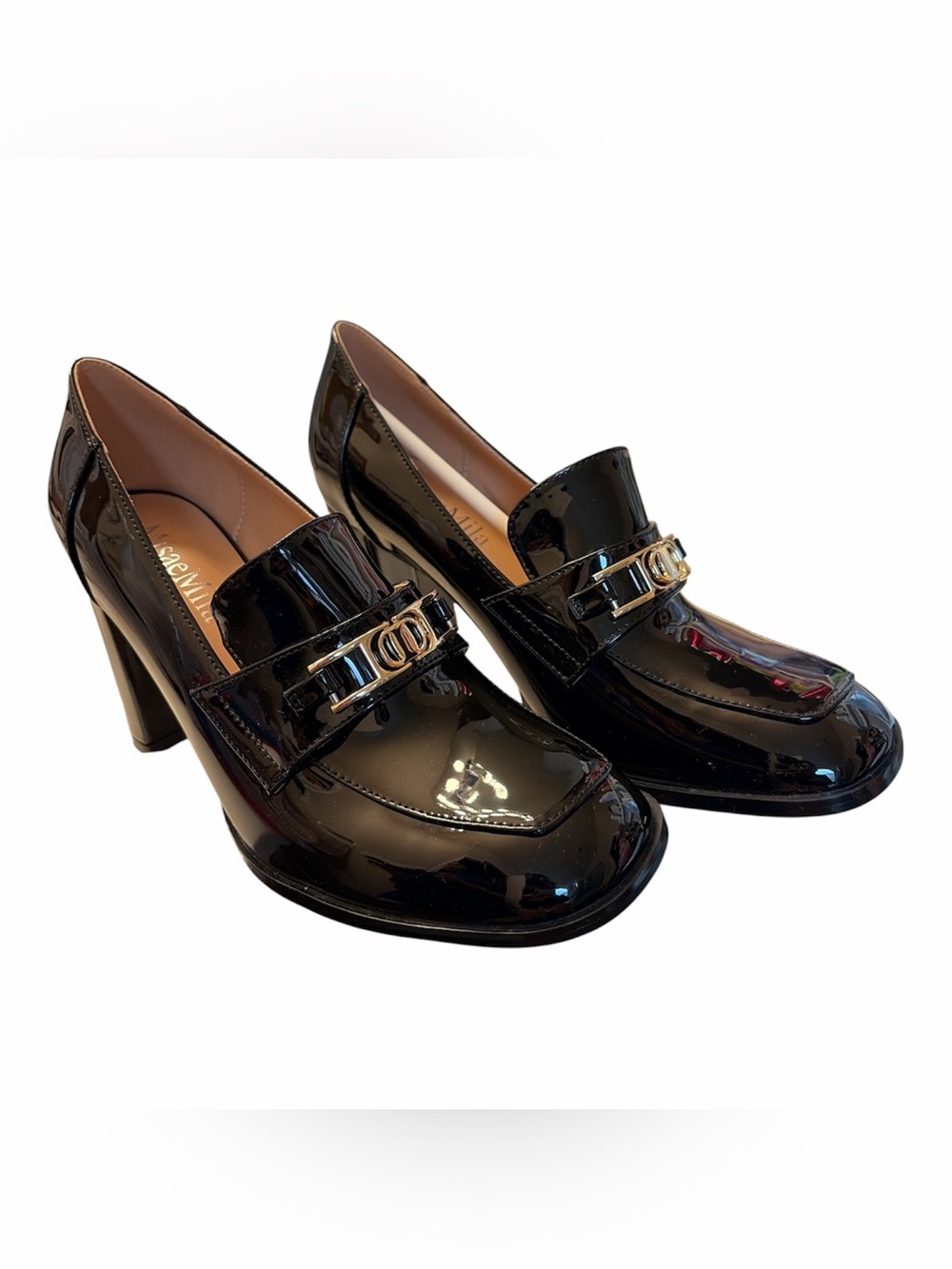 A223 MISAEMILA Platform Loafers Patent Chunky Block Heel Pumps - Picture 5 of 5
